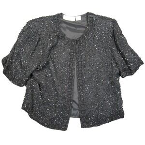Vtg Laurence‎ Kazar Silk Sequin Beaded Jacket Women L NYE Cocktail Party Formal